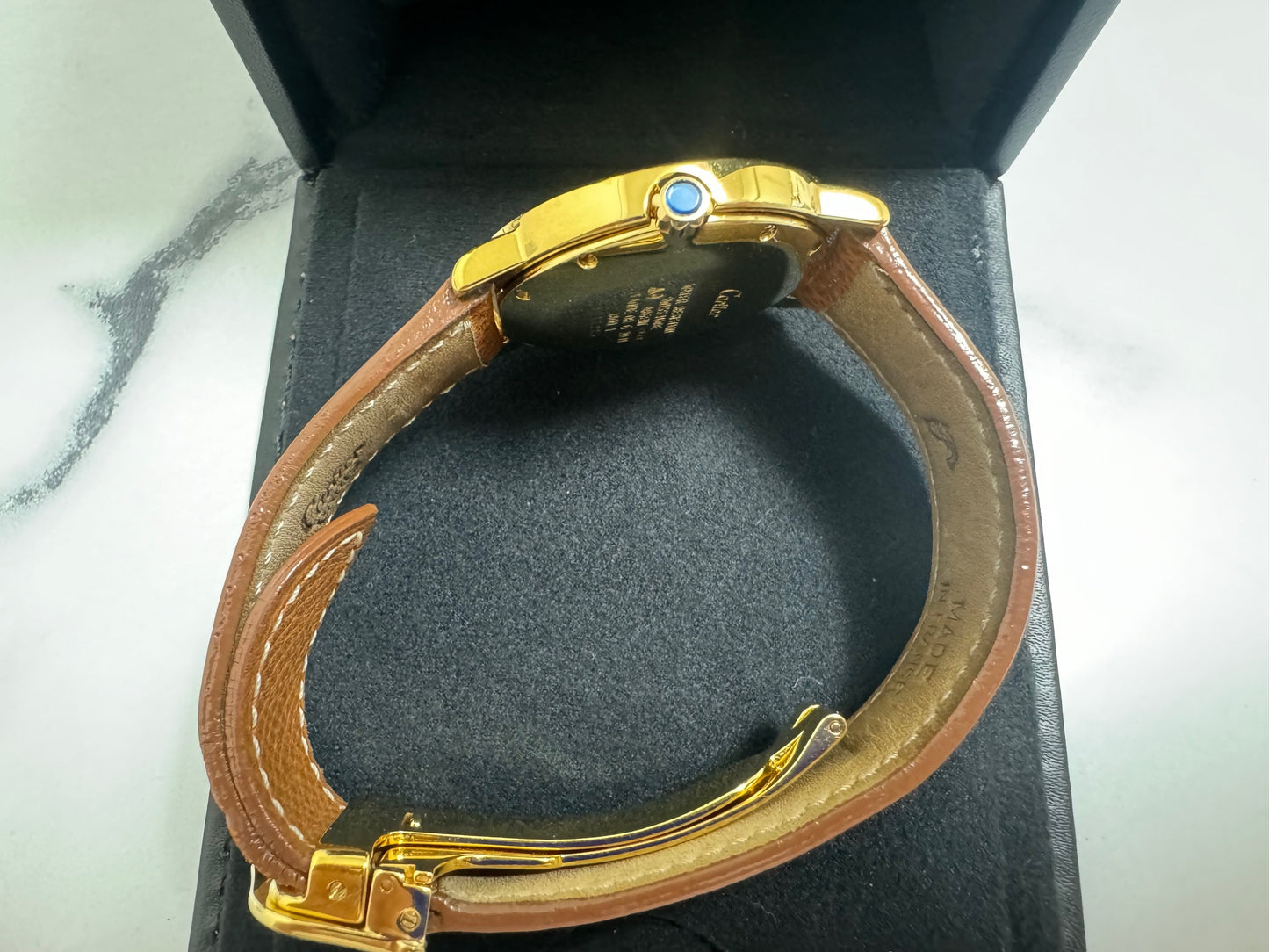 カルティエ 中古 マストロンド QZアイボリー文字盤 925×革