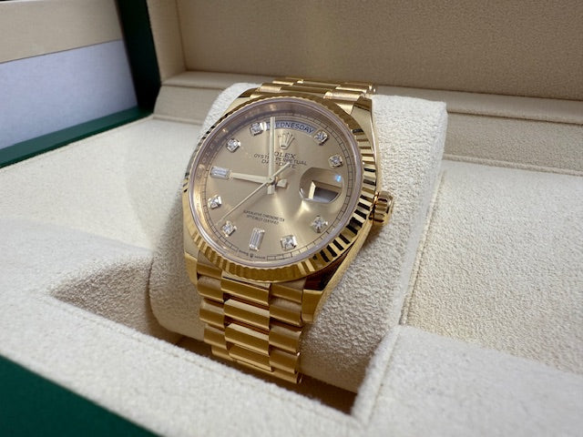 ロレックス 中古 デイデイト36 YG 128238A シャンパンダイヤ文字盤