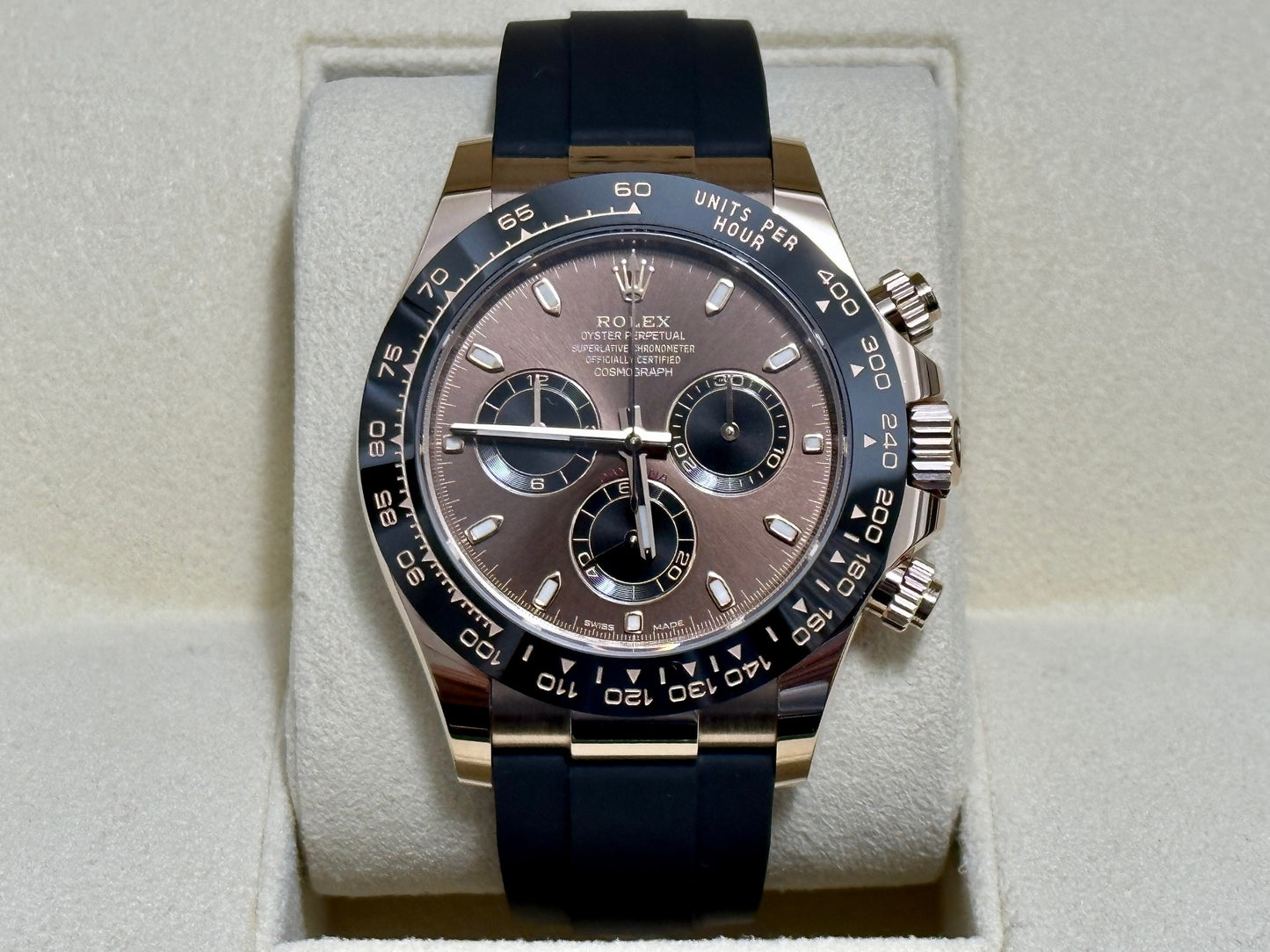 ロレックス 美品中古 デイトナ オイスターフレックス 116515LN チョコ文字盤