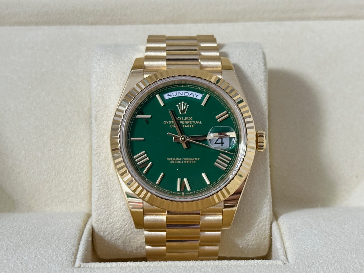 ロレックス 中古 デイデイト40 228238 グリーン文字盤