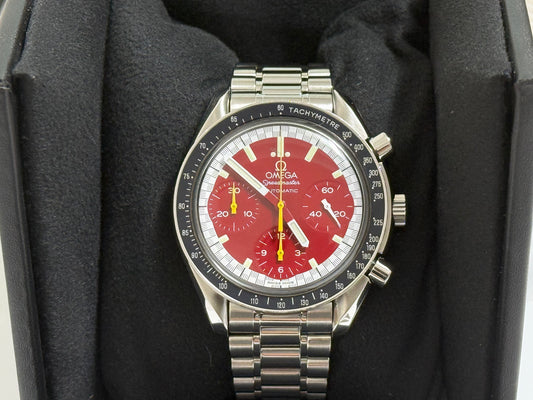 オメガ　中古　スピードマスターレーシング　シューマッハ　３５１０．６１　赤文字盤